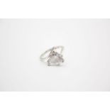 9ct white gold gemstone bypass design ring 4.4 grams gross, size M.