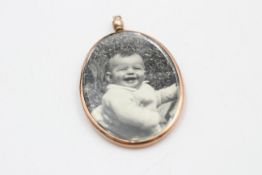 9ct gold antique photo locket pendant (10g)