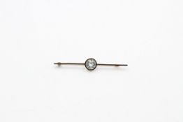 9ct gold vintage blue gemstone paste bar brooch (3.2g)