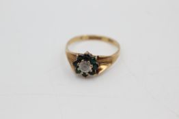 9ct gold gemstone cluster ring (2.4g)