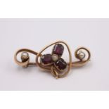 14ct gold antique garnet brooch 4.3 grams gross