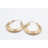 9ct gold chaced hoop earrings (2.4g)