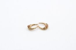 9ct gold bicolour rose design hoop earrings (2.4g)