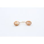 9ct gold vintage cameo & pearl drop hook earrings (4g)