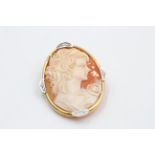 9ct gold diamond cameo brooch (5.8g)