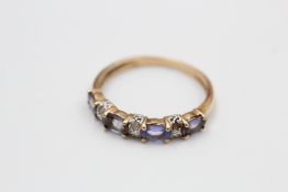 9ct gold gemstone half eternity ring (1.8g)