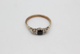 18ct gold diamond & sapphire ring (3.3g)