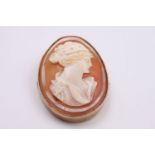 9ct Gold frame shell cameo brooch 7.1 grams gross