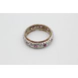 9ct gold diamond & ruby full eternity ring (2.8g)