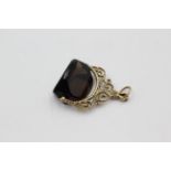 9ct gold ornate smokey quartz fob (6.9g)