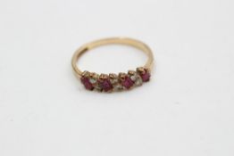 9ct gold vintage ruby & diamond dress ring (1.7g)