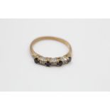 9ct gold diamond & sapphire half eternity ring (1.8g)