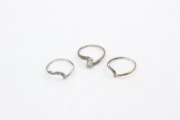 9ct white gold topaz & diamond full bridal set rings - as seen (2.5g)