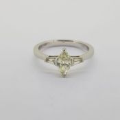 18 carat white gold Marquise diamond ring. Approximate diamond weight 0.55 carats. Full hallmark