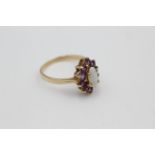 9ct gold opal & amethyst masquise dress ring (2.2g)