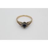 9ct gold diamond & gemstone cluster ring (2.6g)