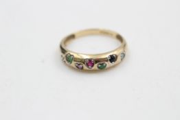 9ct gold diamond emerald amethyst ruby sapphire & topaz acrostic ring (2.2g)