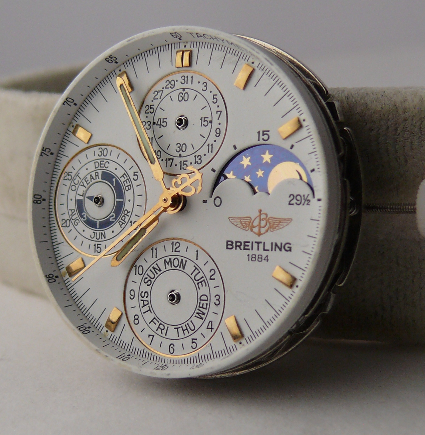 1990s Vintage Breitling Astromat QP Quantieme Perpetual Movement for Ref K18405. Extremely rare