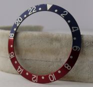 Vintage Rolex GMT Master 1675 Pepsi Insert. Please note insert has some marks that commensurate