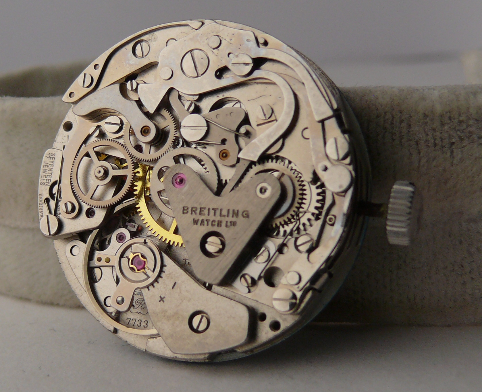 Vintage Breitling Sprint Chronograph Movement & Dial Valjoux 7733 unit. Please note movement is - Image 4 of 7