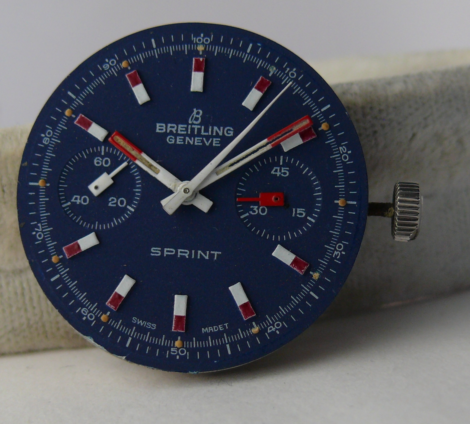 Vintage Breitling Sprint Chronograph Movement & Dial Valjoux 7733 unit. Please note movement is - Image 3 of 7