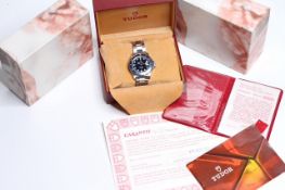 TUDOR BLUE SUBMARINER WRISTWATCH REF 79190 W/FULL SET, blue dial, original 9315 /T6/380B fliplock