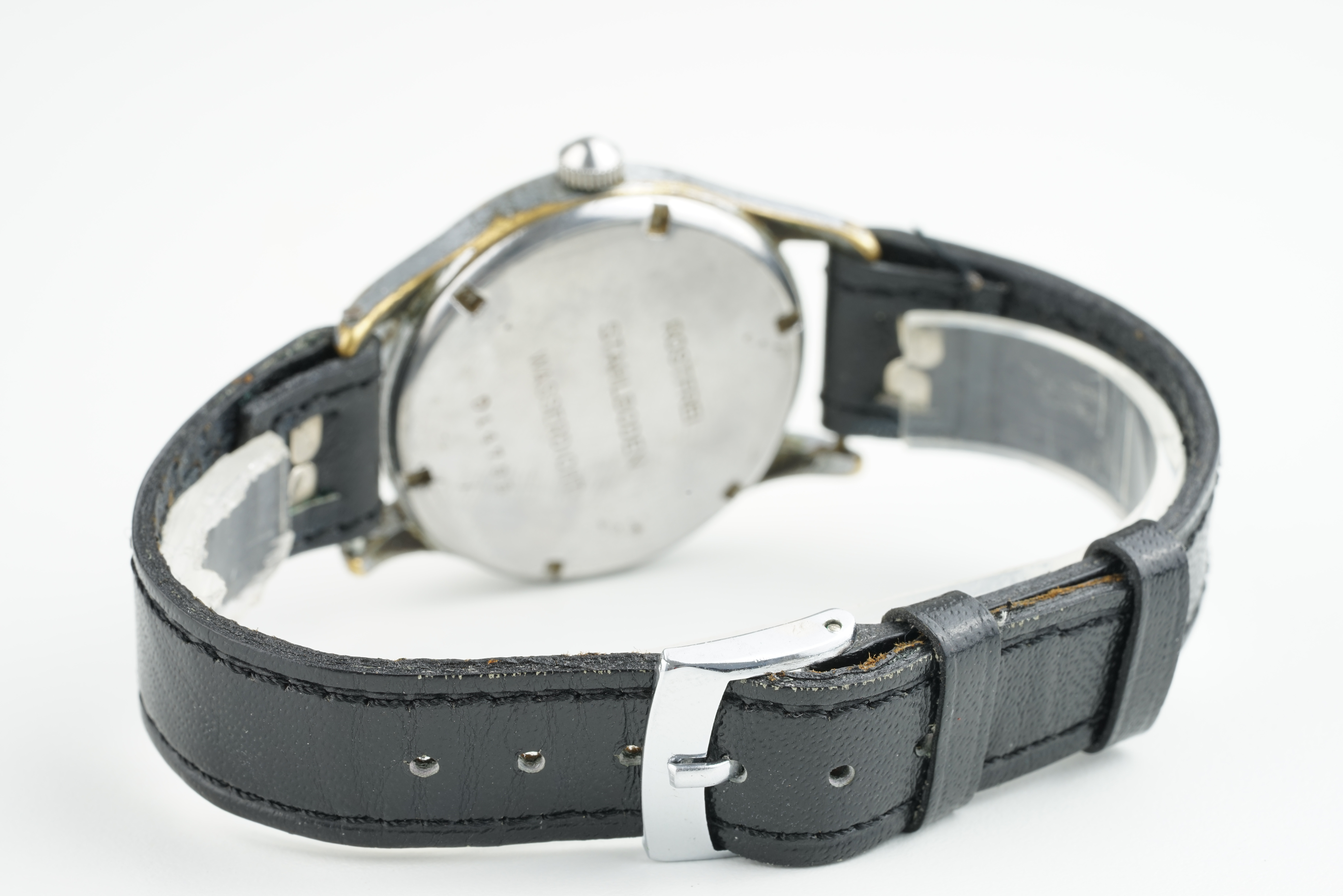 GENTLEMENS B.W.C. GERMAN MILITARY WRISTWATCH, circular black dial with hour markers and hands, - Image 2 of 2