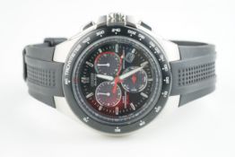 GENTLEMENS CITIZEN ECO DRIVE CHRONOGRAPH WRISTWATCH, circular triple register dial with hour markers