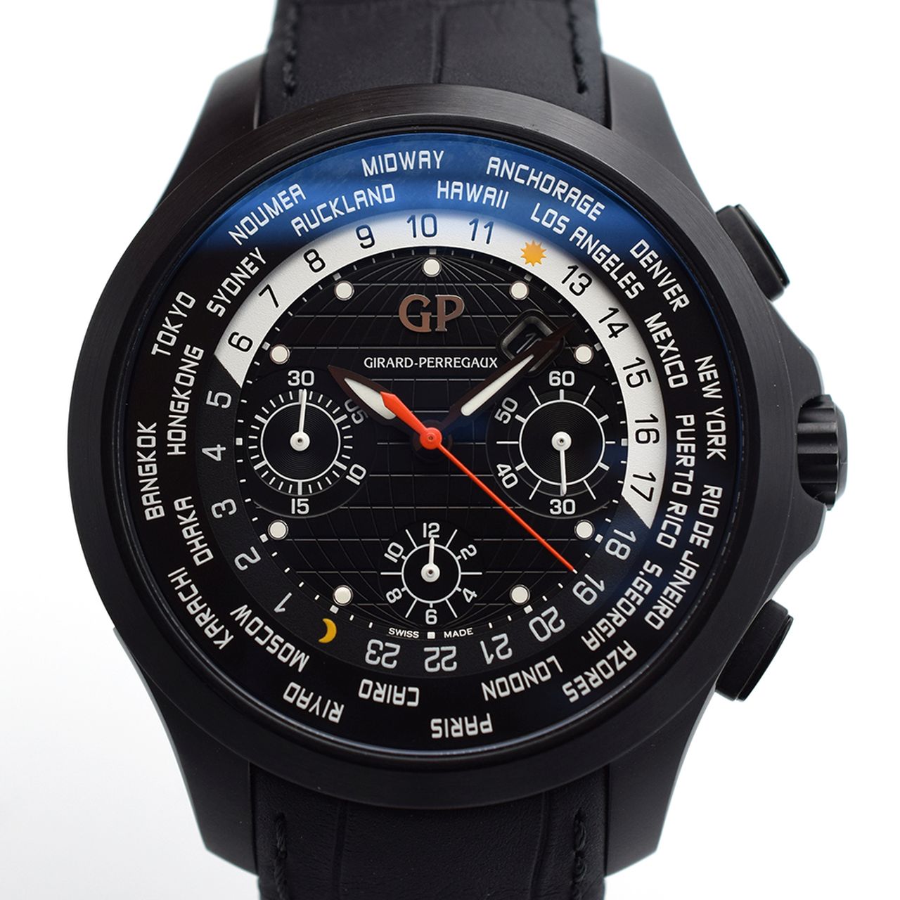 GENTLEMAN'S GIRARD PERREGAUX TRAVELLER WW.TC CHRONOGRAPH BLACK, NOVEMBER 2016 BOX AND PAPERS, 44MM - Image 6 of 11