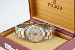 GENTLEMENS TUDOR PRINCE-QUARTZ OYSTERDATE WRISTWATCH REF. 91513, circular silver dial with stick