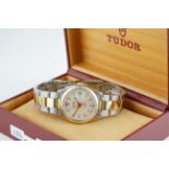 GENTLEMENS TUDOR PRINCE-QUARTZ OYSTERDATE WRISTWATCH REF. 91513, circular silver dial with stick