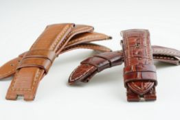 GROUP OF PANERAI LEATHER STRAPS, group of four brown leather panerai straps, used.*** Please view