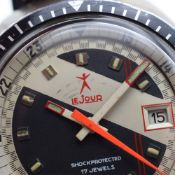 GENTLEMAN'S VINTAGE LEJOUR RACING WATCH, MANUAL FE 140, CIRCA. 1970S, circular black and white