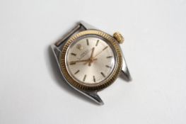 LADIES ROLEX OYSTER PERPETUAL STEEL AND GOLD REFERENCE 6619 CIRCA 1968, circular cream dial with