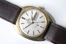 VINTAGE OMEGA CONSTELLATION AUTOMATIC, circular silver dial with baton hour markers, day and date