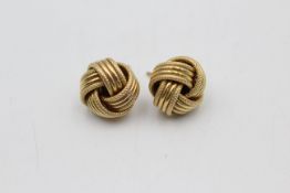 9ct gold textured knot stud earrings (3.3g)