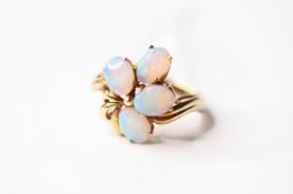Opal Cluster Ring, stamped 14ct yellow gold, size N, 4.46g.