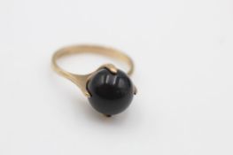 9ct gold vintage onyx orb solitaire cocktail ring (3.6g)