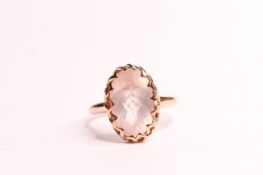 9ct gold large oval stone set ring