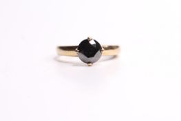 9ct yellow solitaire black stone set ring