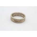 9ct two tone gold clear gemstone double band ring (3.9g)