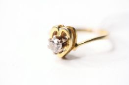 Diamond Heart Ring, stamped 18ct yellow gold, size P, 3.22g.