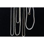 4 x 9ct yellow & white gold clasps pearl & faux pearl single strand necklaces (46.5g)