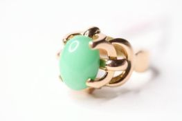 Jade Ring, 18ct yellow gold, size R, 7.75g.