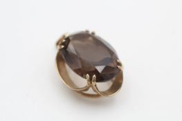 9ct gold modernist smoky quartz pendant (5.7g)
