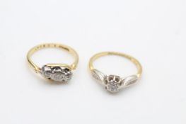 2 x 18ct gold diamond rings inc. bypass design, solitaire (3.6g)