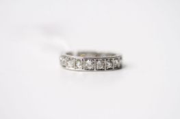 Diamond Full Eternity Ring, set with old cut diamonds, platinum, size L, 5.3g.