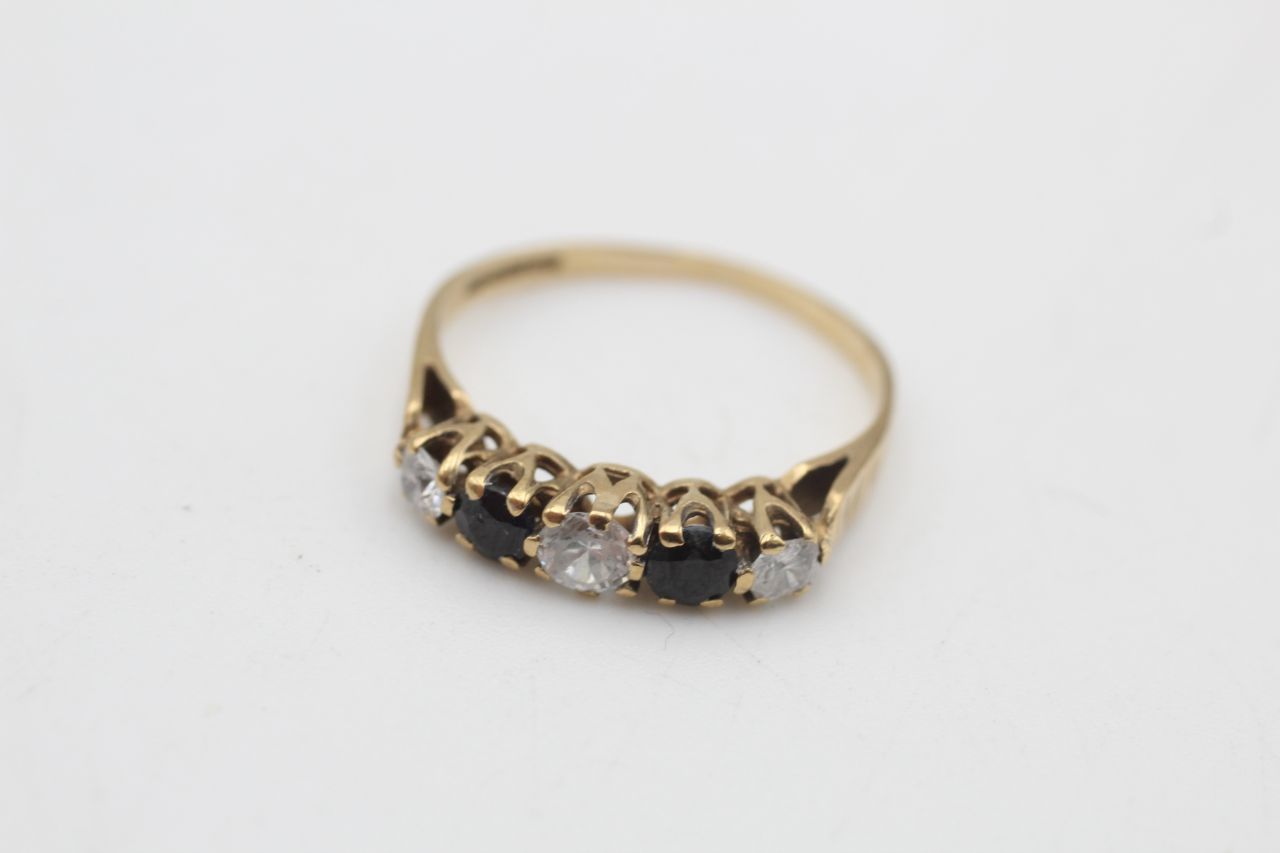 2 x 9ct gold gemstone rings inc. sapphire, half eternity, clear gemstone (4.1g) - Image 2 of 4