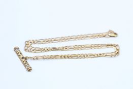 9ct gold "mum" t bar pendant necklace (4.7g)