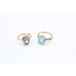 2 x 9ct gold rings inc. topaz, synthetic spinel (5.8g)